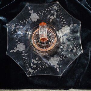 Pink Depression 11” Octogon Sandwitch Serving Tray Middle Handle Grannycore